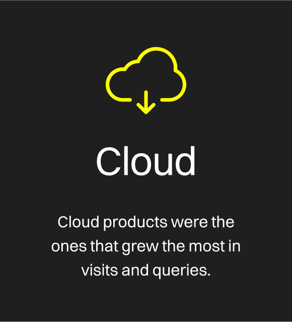 Cloud products were the ones that grew the most in visits and queries.